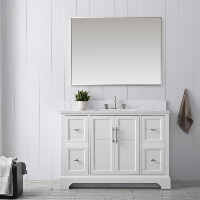 Vannes 48" Single Sink Bathroom Vanity in Silver Grey / White / Vintage Green - HomeBeyond