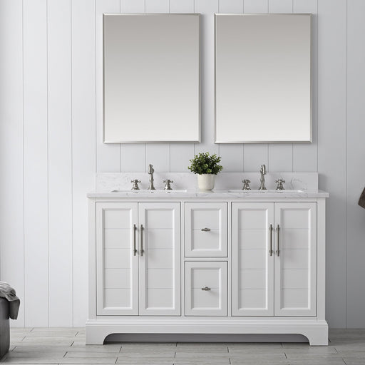 Vannes 54" Double Sink Bathroom Vanity in Silver Grey / White / Vintage Green - HomeBeyond