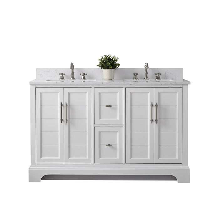 Vannes 54" Double Sink Bathroom Vanity in Silver Grey / White / Vintage Green - HomeBeyond