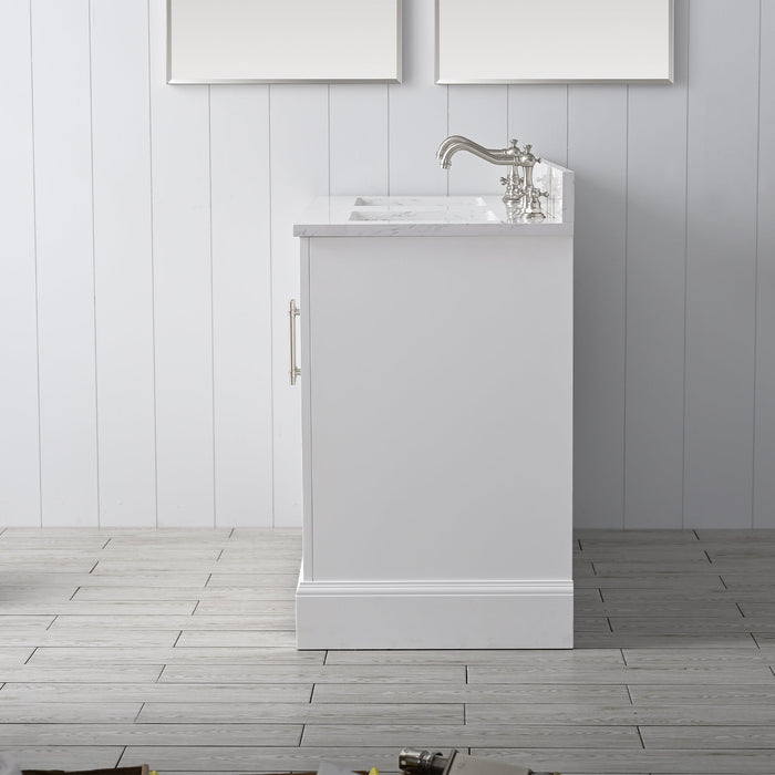 Vannes 54" Double Sink Bathroom Vanity in Silver Grey / White / Vintage Green - HomeBeyond