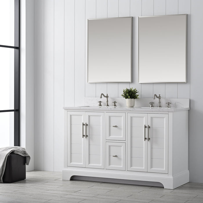 Vannes 54" Double Sink Bathroom Vanity in Silver Grey / White / Vintage Green - HomeBeyond