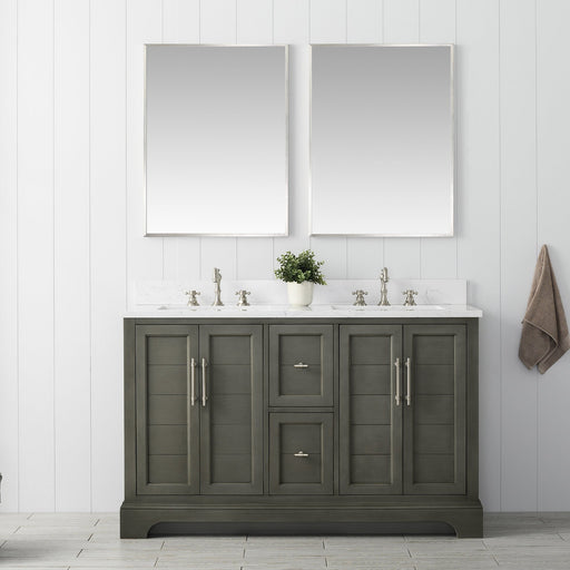 Vannes 54" Double Sink Bathroom Vanity in Silver Grey / White / Vintage Green - HomeBeyond