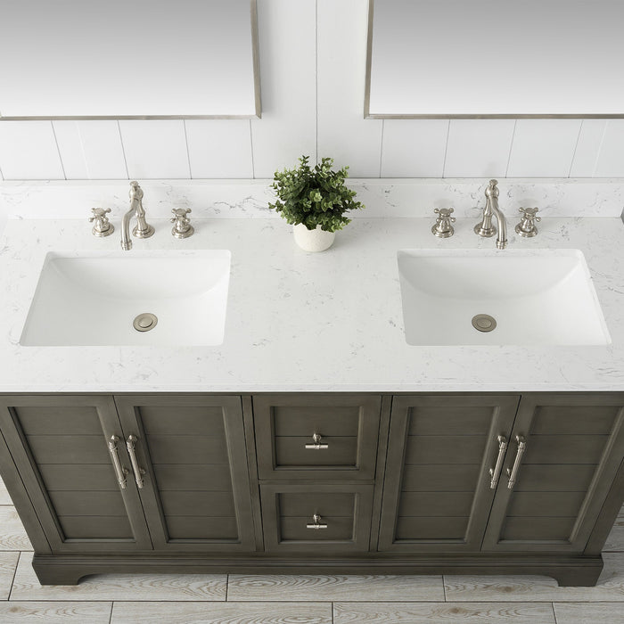 Vannes 60" Double Sink Bathroom Vanity in Silver Grey / White / Vintage Green - HomeBeyond