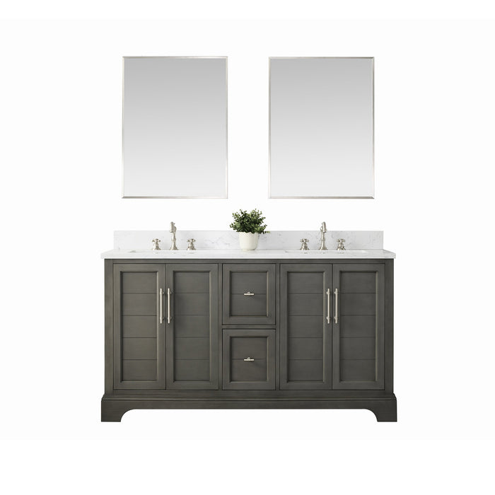 Vannes 60" Double Sink Bathroom Vanity in Silver Grey / White / Vintage Green - HomeBeyond