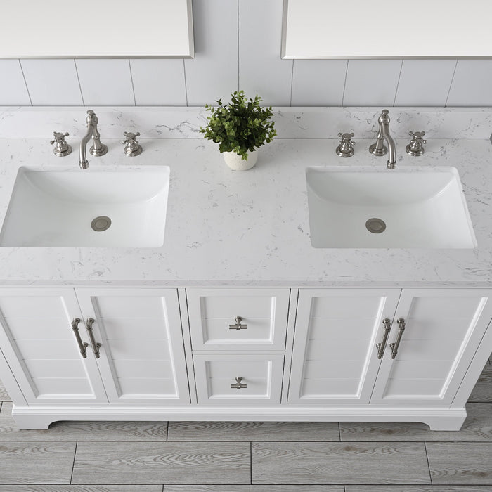 Vannes 60" Double Sink Bathroom Vanity in Silver Grey / White / Vintage Green - HomeBeyond