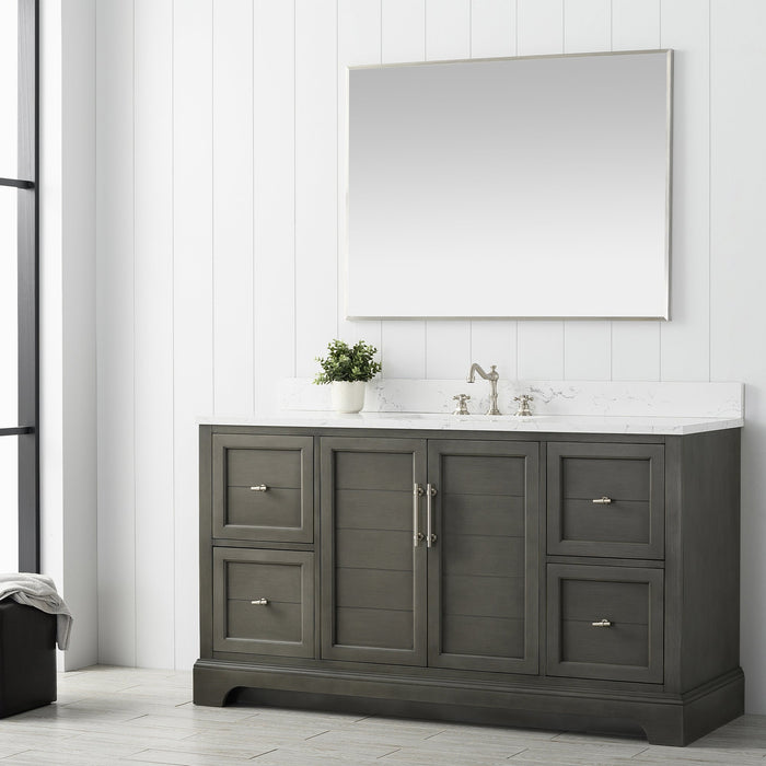 Vannes 60" Single Sink Bathroom Vanity in Silver Grey/ White / Vintage Green - HomeBeyond