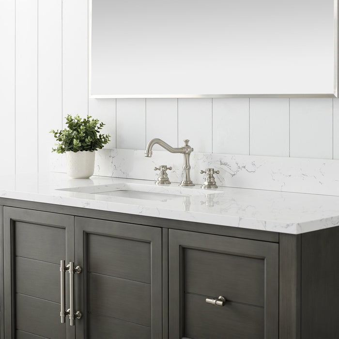 Vannes 60" Single Sink Bathroom Vanity in Silver Grey/ White / Vintage Green - HomeBeyond