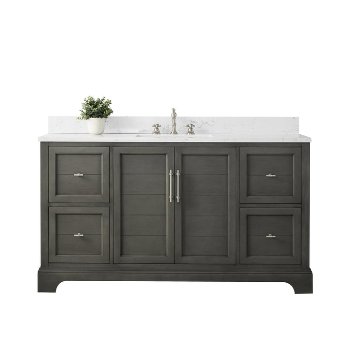 Vannes 60" Single Sink Bathroom Vanity in Silver Grey/ White / Vintage Green - HomeBeyond