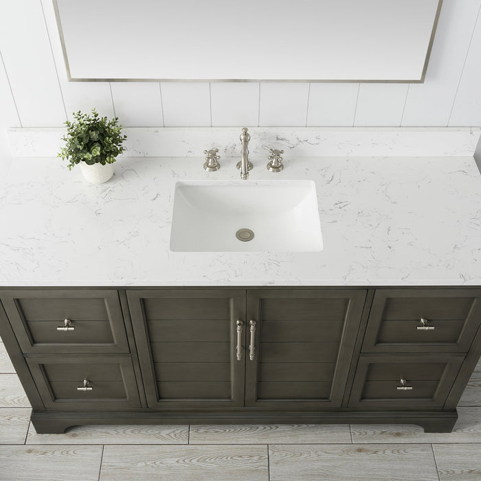Vannes 60" Single Sink Bathroom Vanity in Silver Grey/ White / Vintage Green - HomeBeyond