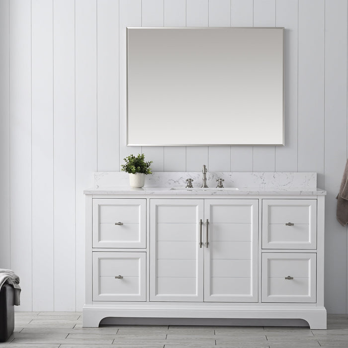 Vannes 60" Single Sink Bathroom Vanity in Silver Grey/ White / Vintage Green - HomeBeyond