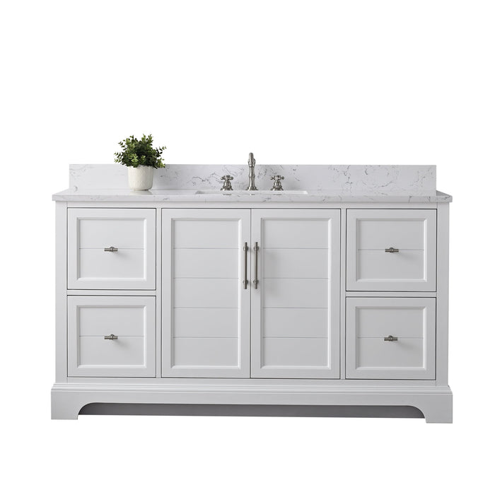 Vannes 60" Single Sink Bathroom Vanity in Silver Grey/ White / Vintage Green - HomeBeyond