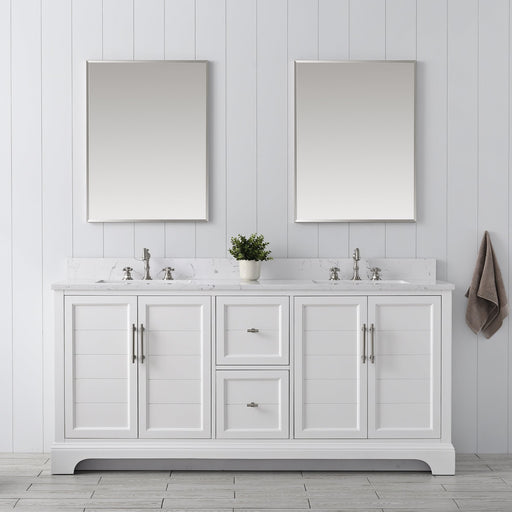 Vannes 72" Double Sink Bathroom Vanity in Silver Grey / White / Vintage Green - HomeBeyond