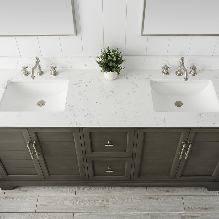 Vannes 72" Double Sink Bathroom Vanity in Silver Grey / White / Vintage Green - HomeBeyond