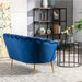 Velvet Flared Arm Loveseat Contemporary Channel Tufted Loveseat Comfy Barrel Curved Sofa Chair - HomeBeyond