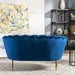 Velvet Flared Arm Loveseat Contemporary Channel Tufted Loveseat Comfy Barrel Curved Sofa Chair - HomeBeyond