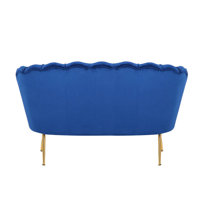 Velvet Flared Arm Loveseat Contemporary Channel Tufted Loveseat Comfy Barrel Curved Sofa Chair - HomeBeyond