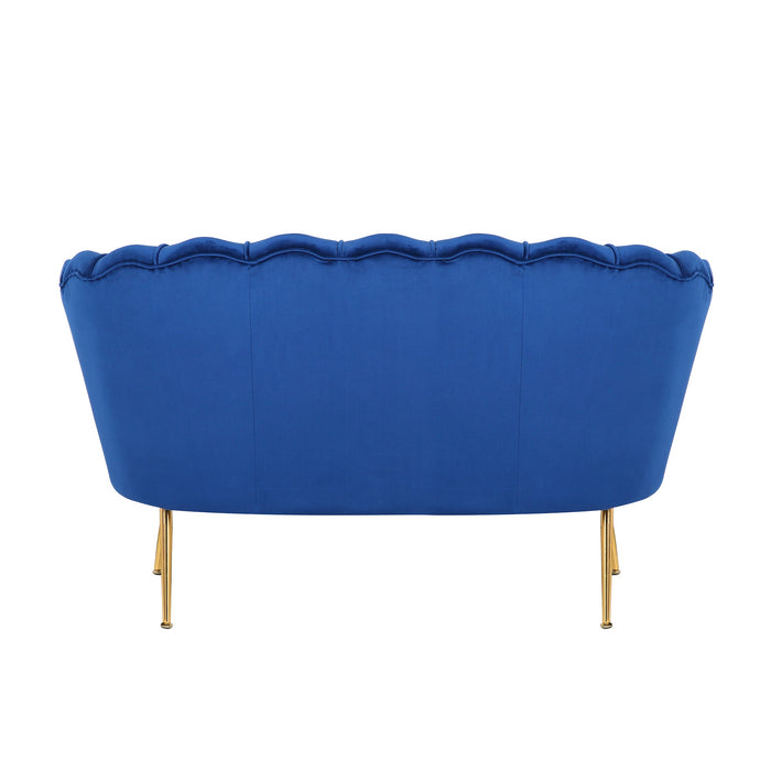 Velvet Flared Arm Loveseat Contemporary Channel Tufted Loveseat Comfy Barrel Curved Sofa Chair - HomeBeyond