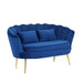 Velvet Flared Arm Loveseat Contemporary Channel Tufted Loveseat Comfy Barrel Curved Sofa Chair - HomeBeyond