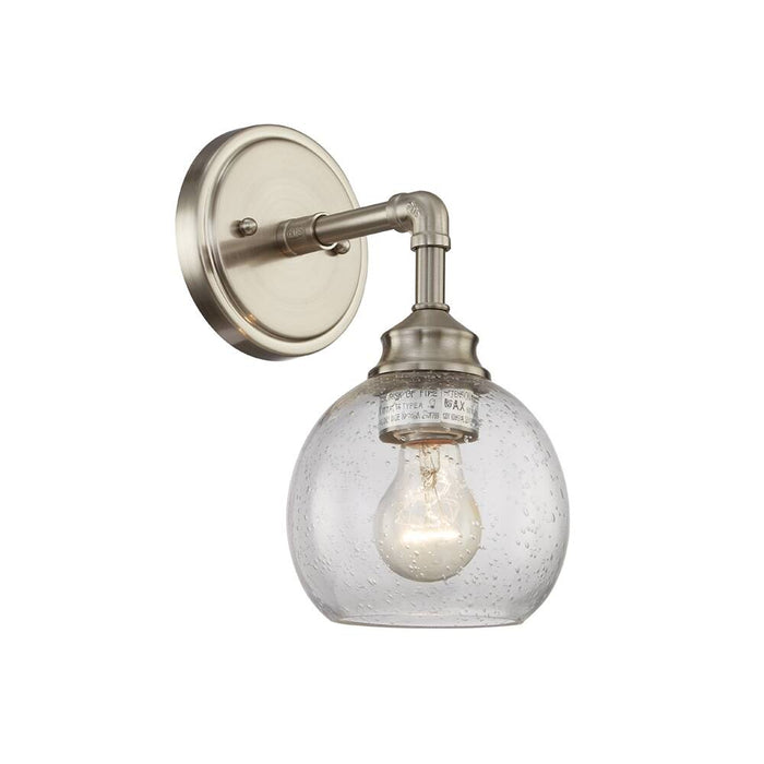Wall Sconce Lighting Stain Nickel Modern Bathroom Vanity Lights with Clear Seedy Glass Vintage Porch Wall Lamp Bath Sconce for Mirror Living Room - HomeBeyond