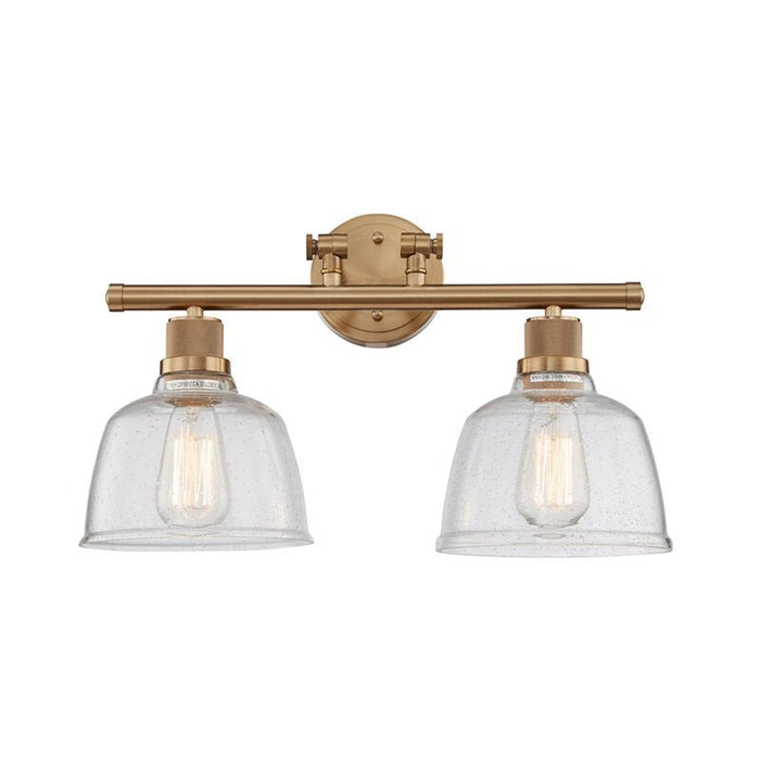 Wall Vanity Light Fixture 2-Lights Wall Sconce Lighting Stain Gold Modern Bathroom Lights with Clear Seedy Glass Vintage Porch Wall Lamp Bath Sconce for Mirror Living Room BA207-2SG3-SY - HomeBeyond