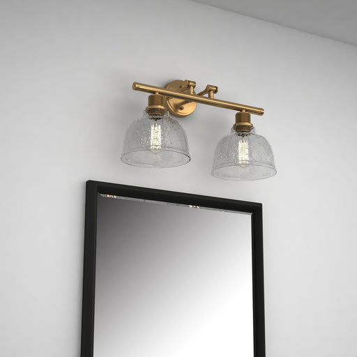 Wall Vanity Light Fixture 2-Lights Wall Sconce Lighting Stain Gold Modern Bathroom Lights with Clear Seedy Glass Vintage Porch Wall Lamp Bath Sconce for Mirror Living Room BA207-2SG3-SY - HomeBeyond