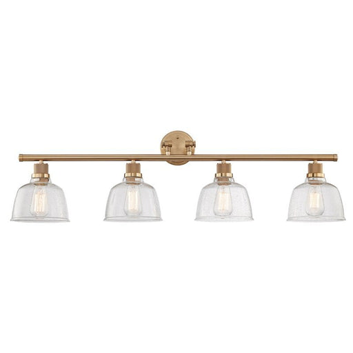 Wall Vanity Light Fixture 4-Lights Wall Sconce Lighting Stain Gold Modern Bathroom Lights with Clear Seedy Glass Vintage Porch Wall Lamp Bath Sconce for Mirror Living Room BA207-4SG3-SY - HomeBeyond
