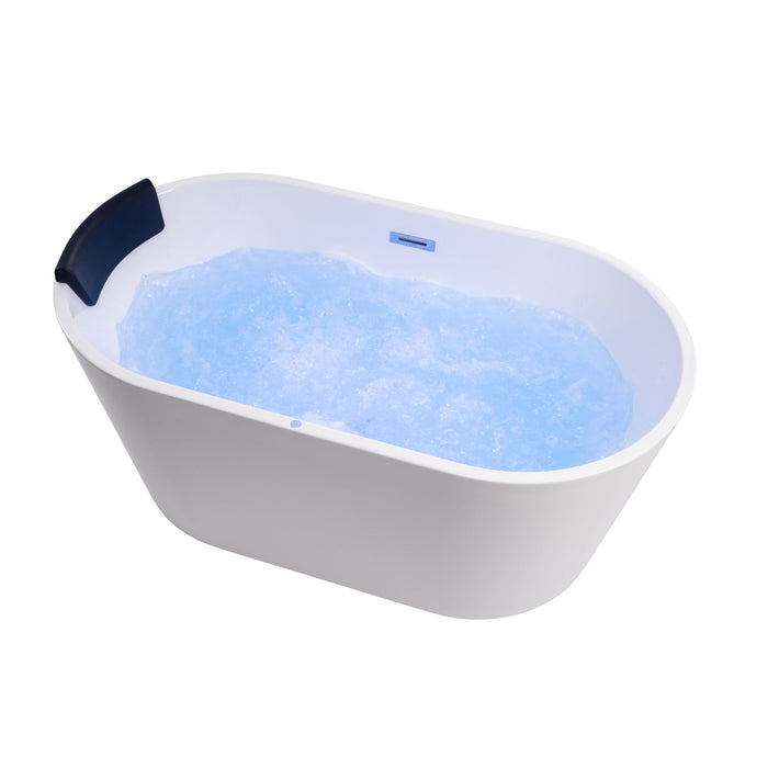 White Acrylic Freestanding Bathtub with Air Bubble System - HomeBeyond