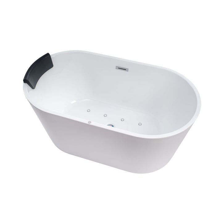 White Acrylic Freestanding Bathtub with Air Bubble System - HomeBeyond