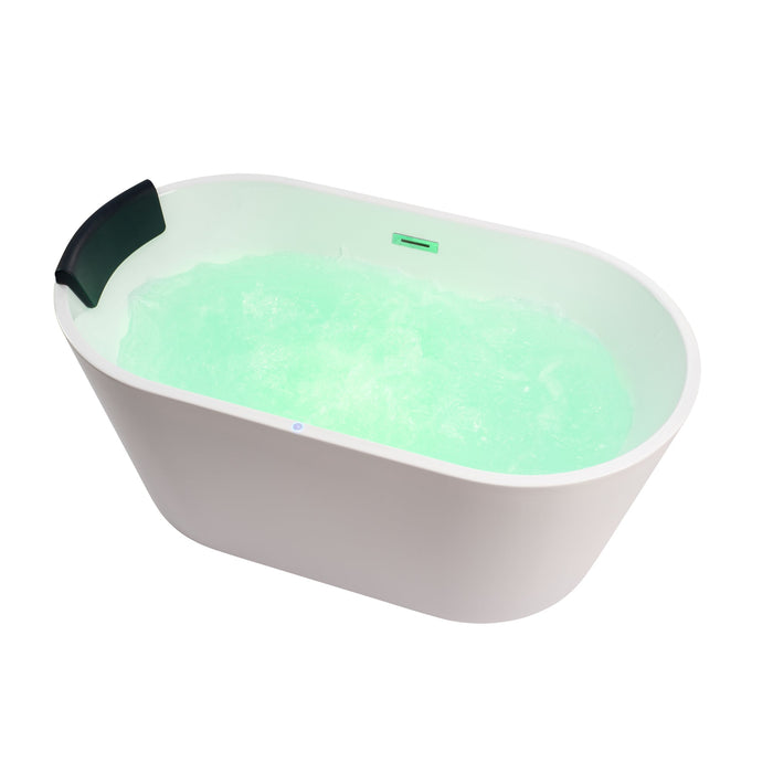White Acrylic Freestanding Bathtub with Air Bubble System - HomeBeyond