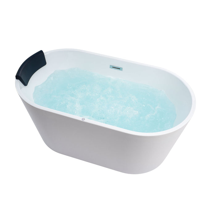 White Acrylic Freestanding Bathtub with Air Bubble System - HomeBeyond
