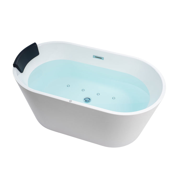 White Acrylic Freestanding Bathtub with Air Bubble System - HomeBeyond