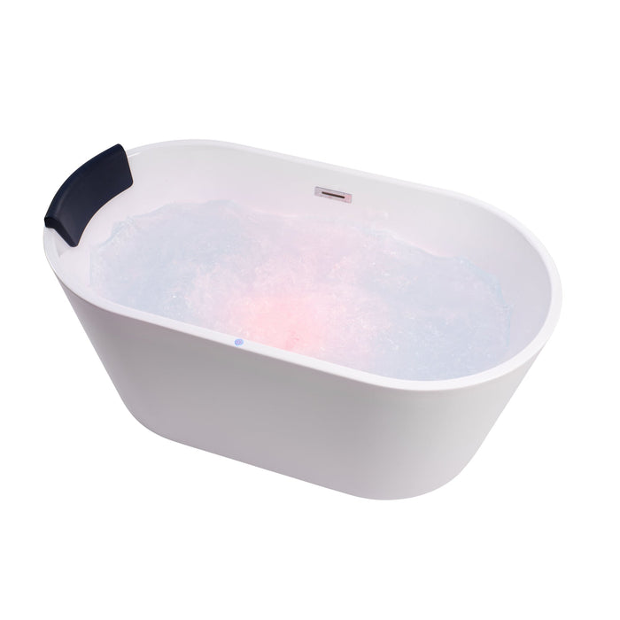 White Acrylic Freestanding Bathtub with Air Bubble System - HomeBeyond